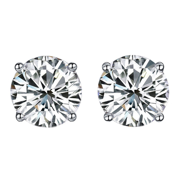 Moissanite 1 ct, boja D, naušnice s četiri kandže, 925 srebro, unisex
