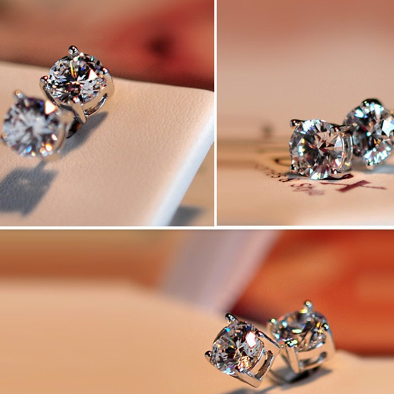 Moissanite 1 ct, boja D, naušnice s četiri kandže, 925 srebro, unisex
