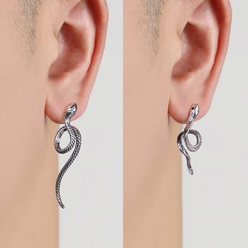 Muške naušnice sa zmijskim dizajnom – gotički stil, unisex, srebrne