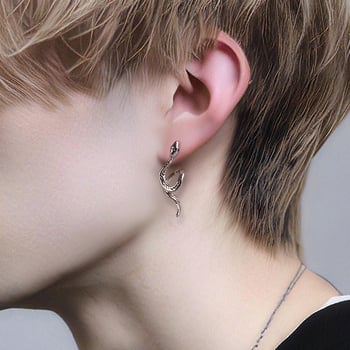 Muške naušnice sa zmijskim dizajnom – gotički stil, unisex, srebrne