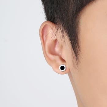 S999 čisto srebro, crne rimske brojke, kružne naušnice, minimalistički unisex stil