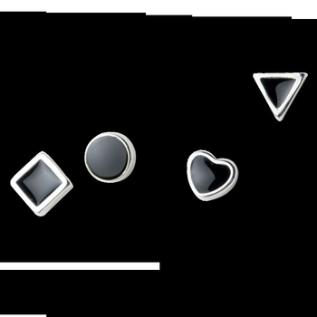 Nalan S925 srebrne geometrijske stud naušnice – crne, kvadratne i kružne, model E0337-1