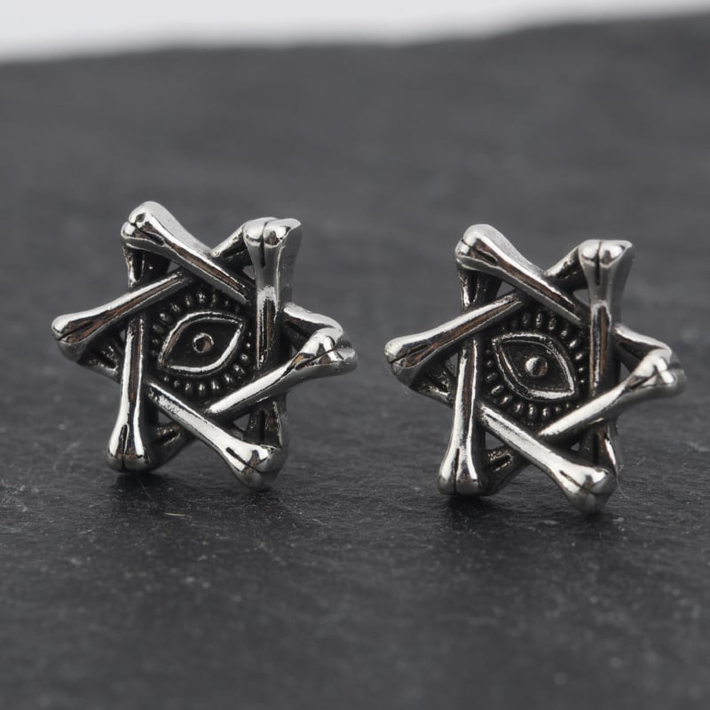 Muške naušnice s Đavoljem okom, hexagram dizajn, retro hip-hop stil