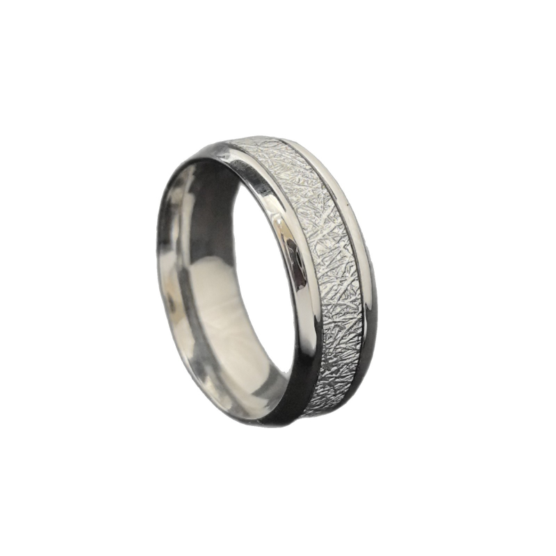 8 mm široki prsten od nehrđajućeg čelika s uzorkom karbonskih vlakana i teksturom mraza trave, personalizirani unisex prsten