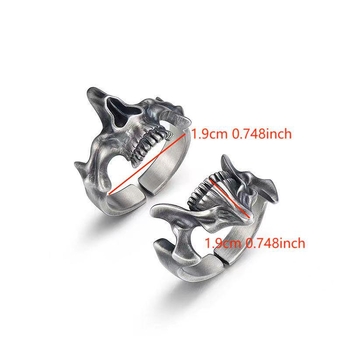 Set od dva prstena s lubanjom – unisex, tamna serija, moderan prsten