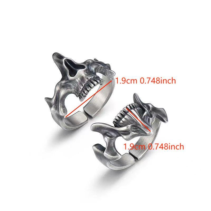 Set od dva prstena s lubanjom – unisex, tamna serija, moderan prsten