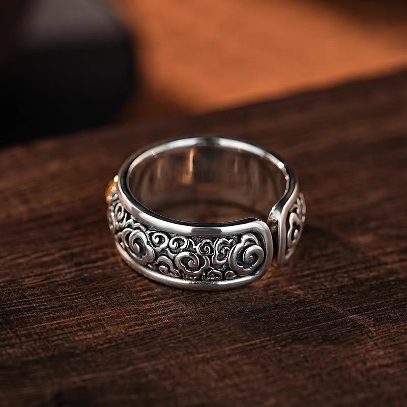 Muški Vajra prsten, vintage tibetanskog nadahnuća, otvoreni prsten, kreativan dizajn, sofisticiran izgled