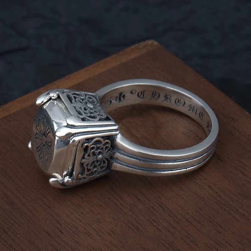 Prsten od srebra 925 s križem, trodimenzionalni kvadratni dizajn, unisex