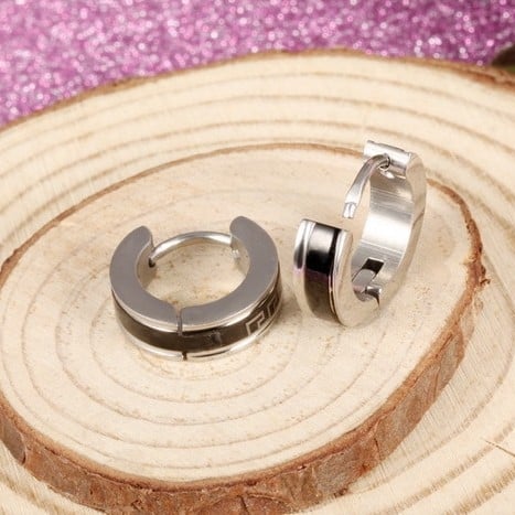 Geometriai mintázatú titánacél fülbevaló, koreai/japán stílusú, női divat kiegészítő