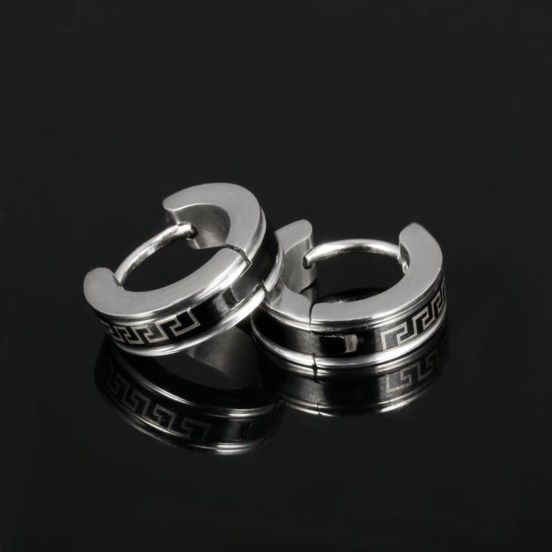 Geometriai mintázatú titánacél fülbevaló, koreai/japán stílusú, női divat kiegészítő