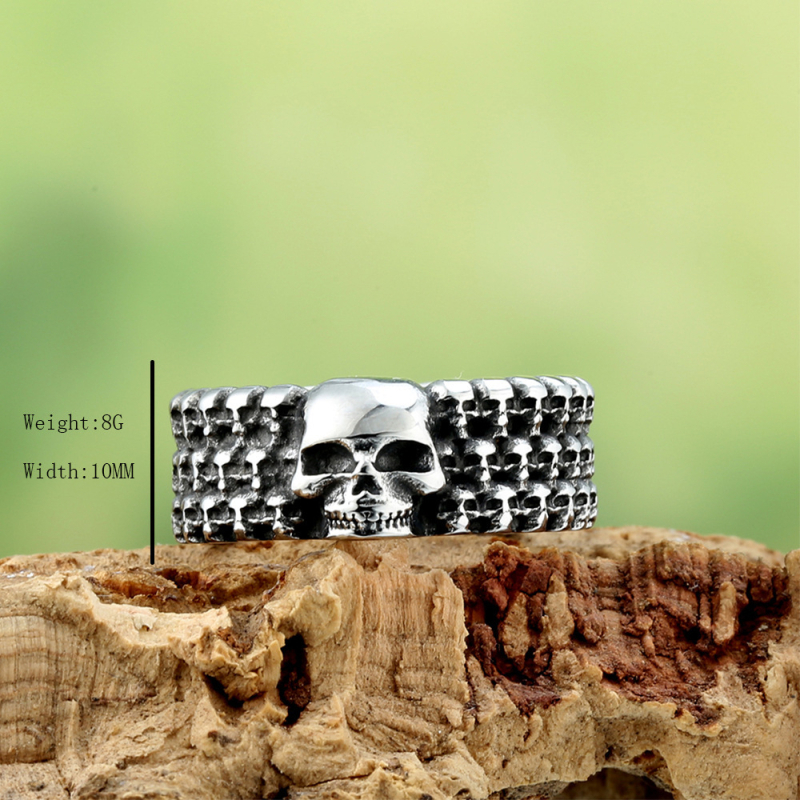Prsten s lobanjom od nehrđajućeg čelika 316L – unisex retro punk nakit