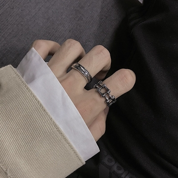 Prsten za kažiprst od titan čelika s lančanim uzorkom, originalni dizajn, unisex, otvoreni dizajn, euroamerički stil