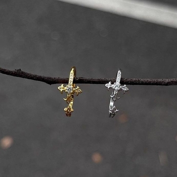 Muški prsten iris s cirkonima, otvoreni dizajn, motiv križ-cvijet, minimalisticki stil, luksuz