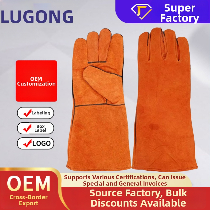 Podložené kožené zváračské rukavice z hovädzej kože, pre mužov — odolné voči oderu, vysokoteplotná ochrana, proti popáleninám, krátke a dlhé modely, zosilnené