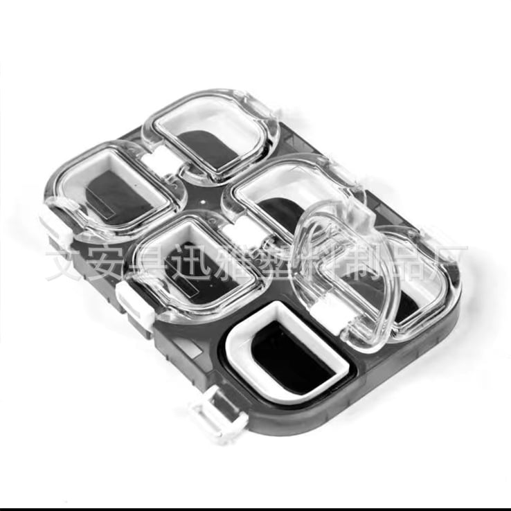 6-отделна магнитна кутия за рибарски куки, водоустойчива прозрачна кутия за риболовни аксесоари