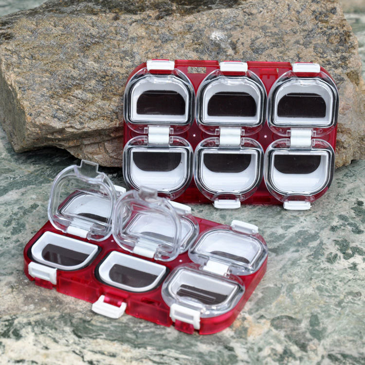 6-отделна магнитна кутия за рибарски куки, водоустойчива прозрачна кутия за риболовни аксесоари