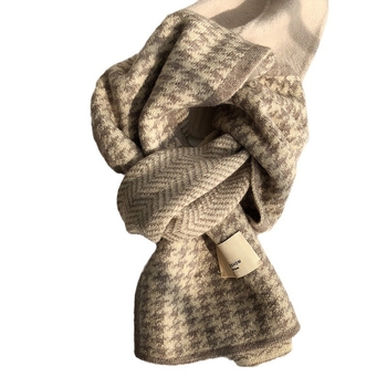 Britanski šal s kariranim uzorkom houndstooth za zimu – debeo i topao, tkanina deer plush, unisex