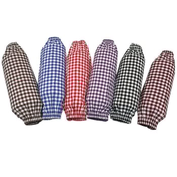 Βαμβαρινα προστατευτικά μανίκια με καρό σχέδιο, μακριά για οικιακές εργασίες, προστασία από σκόνη και λεκέδες, προστασία από τον ήλιο, κατάλληλα για όλες τις εποχές