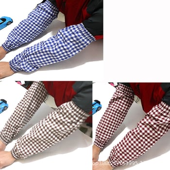 Βαμβαρινα προστατευτικά μανίκια με καρό σχέδιο, μακριά για οικιακές εργασίες, προστασία από σκόνη και λεκέδες, προστασία από τον ήλιο, κατάλληλα για όλες τις εποχές