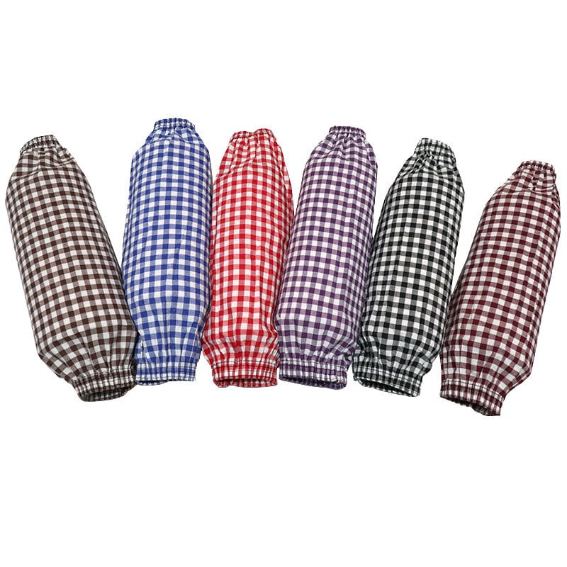 Βαμβαρινα προστατευτικά μανίκια με καρό σχέδιο, μακριά για οικιακές εργασίες, προστασία από σκόνη και λεκέδες, προστασία από τον ήλιο, κατάλληλα για όλες τις εποχές