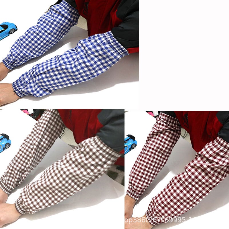 Βαμβαρινα προστατευτικά μανίκια με καρό σχέδιο, μακριά για οικιακές εργασίες, προστασία από σκόνη και λεκέδες, προστασία από τον ήλιο, κατάλληλα για όλες τις εποχές