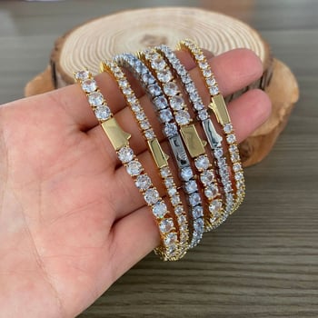 Muška narukvica od titan čelika, jednoslojni cirkon dijamant, kopča s opružnim zatvaračem, hip-hop stil