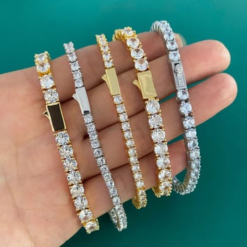 Muška narukvica od titan čelika, jednoslojni cirkon dijamant, kopča s opružnim zatvaračem, hip-hop stil