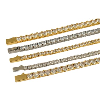 Muška narukvica od titan čelika, jednoslojni cirkon dijamant, kopča s opružnim zatvaračem, hip-hop stil