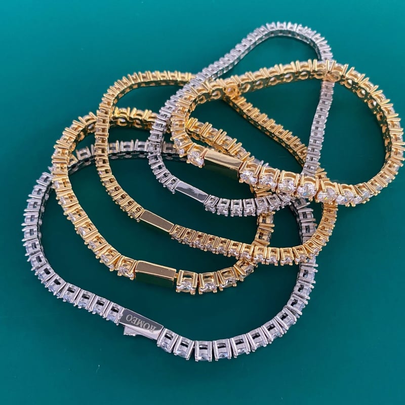 Muška narukvica od titan čelika, jednoslojni cirkon dijamant, kopča s opružnim zatvaračem, hip-hop stil