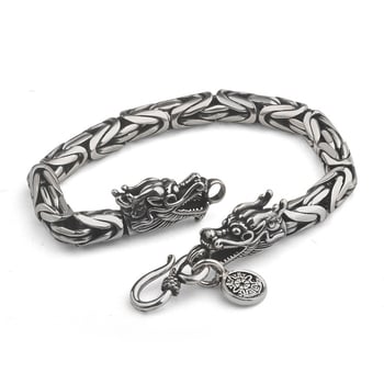 Narukvica s dvije glavne zmaja za muškarce, ručno izrađena, jedinstven retro dizajn s motivom mira, dar za dečka