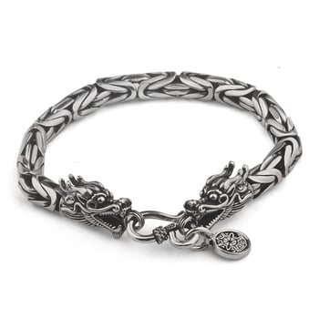 Narukvica s dvije glavne zmaja za muškarce, ručno izrađena, jedinstven retro dizajn s motivom mira, dar za dečka