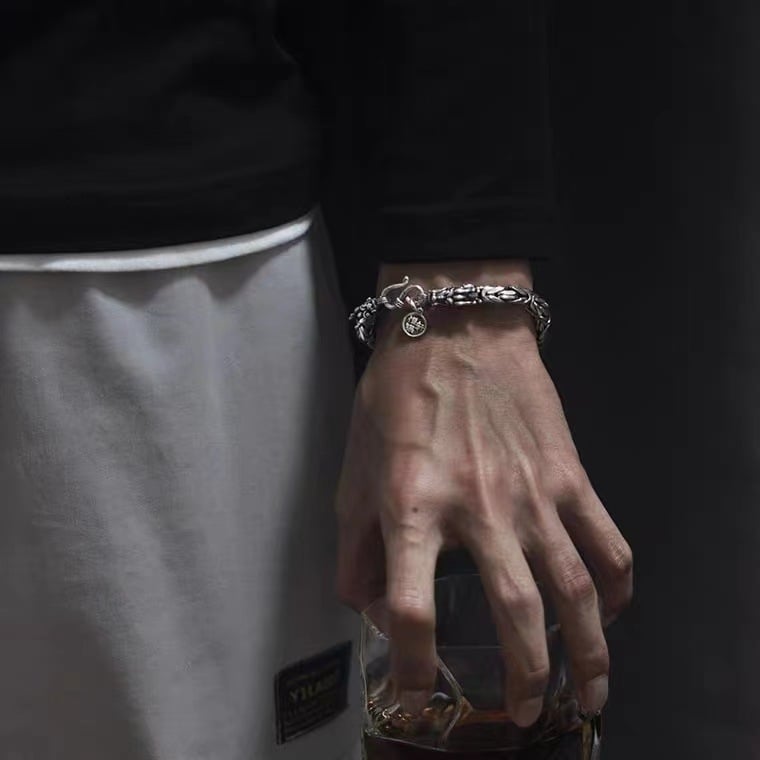 Narukvica s dvije glavne zmaja za muškarce, ručno izrađena, jedinstven retro dizajn s motivom mira, dar za dečka