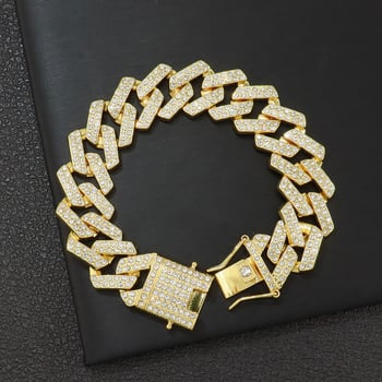 20 mm široka unisex narukvica s dijamantnim akcentom, hip-hop stil, geometrijski romb uzorak