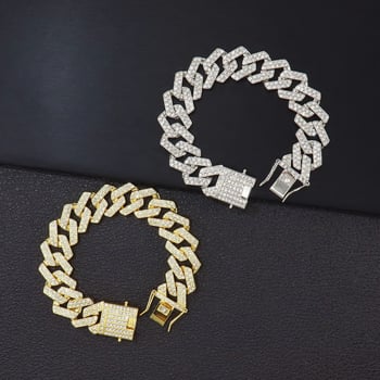 20 mm široka unisex narukvica s dijamantnim akcentom, hip-hop stil, geometrijski romb uzorak