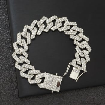 20 mm široka unisex narukvica s dijamantnim akcentom, hip-hop stil, geometrijski romb uzorak