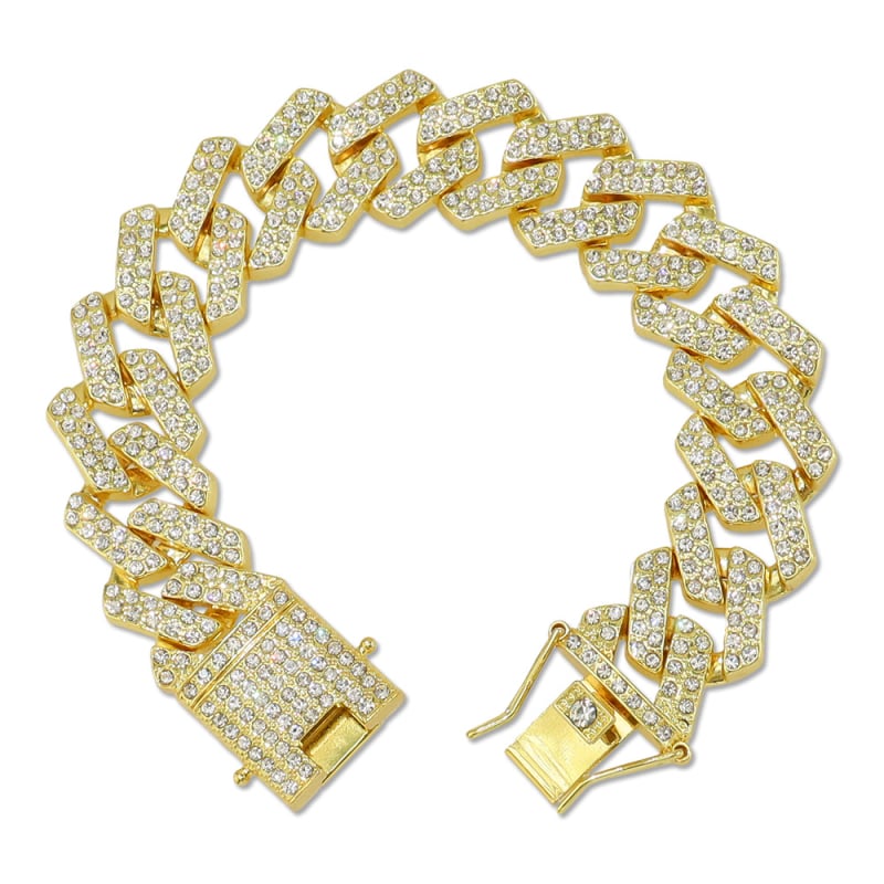 20 mm široka unisex narukvica s dijamantnim akcentom, hip-hop stil, geometrijski romb uzorak