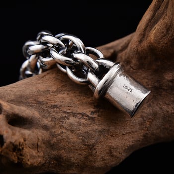 Muška retro kružna narukvica od srebra 925, širine 12 mm, zatvarač tipa gumba