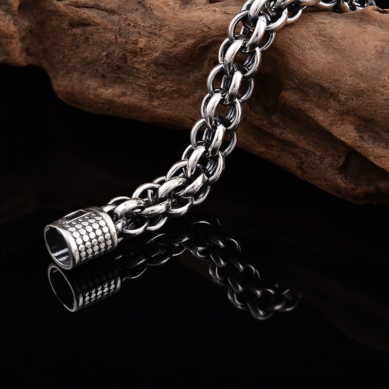 Muška retro kružna narukvica od srebra 925, širine 12 mm, zatvarač tipa gumba