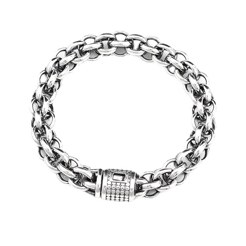 Muška retro kružna narukvica od srebra 925, širine 12 mm, zatvarač tipa gumba