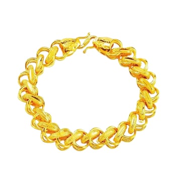 Zlatom premazena tajlandska narukvica s Fu znakom, unisex, vietnamska pijesak zlatne nijanse i raskošan zlatni završetak, Dragon Bone dizajn