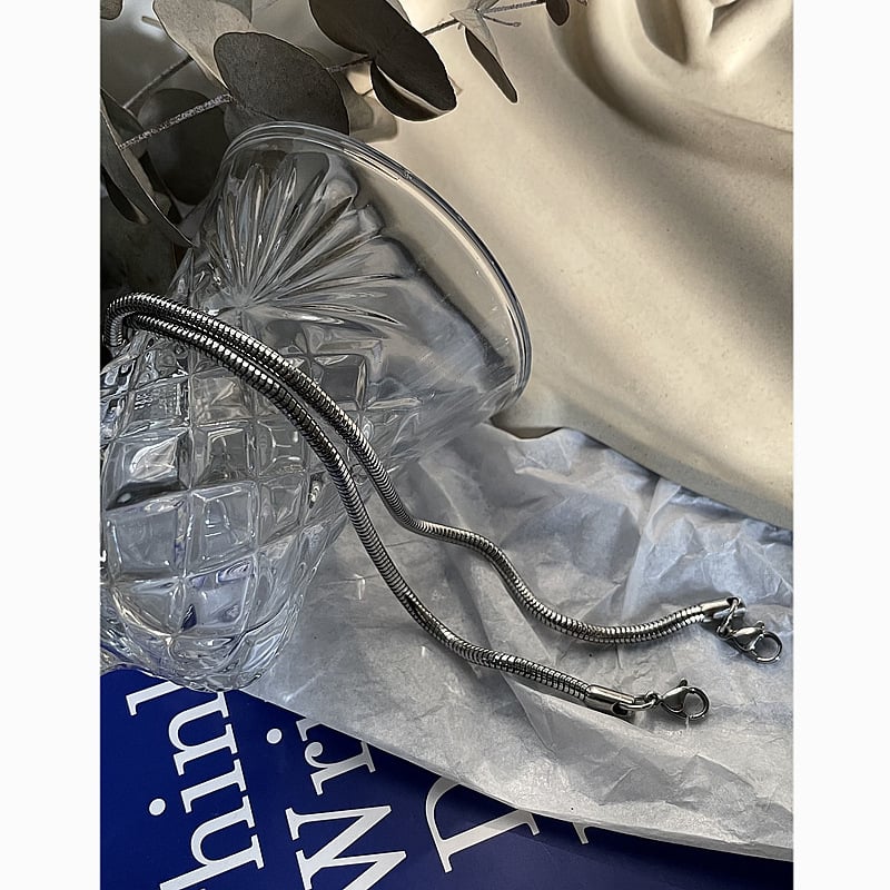 Nerđajući čelik – okrugla zmijska lančana narukvica – unisex, ulični stil, geometrijski dizajn