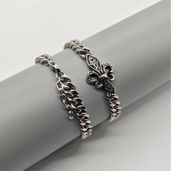 Nerđajući čelik Cuban lančani narukvica – hip-hop stil, unisex, retro cvjetni motiv