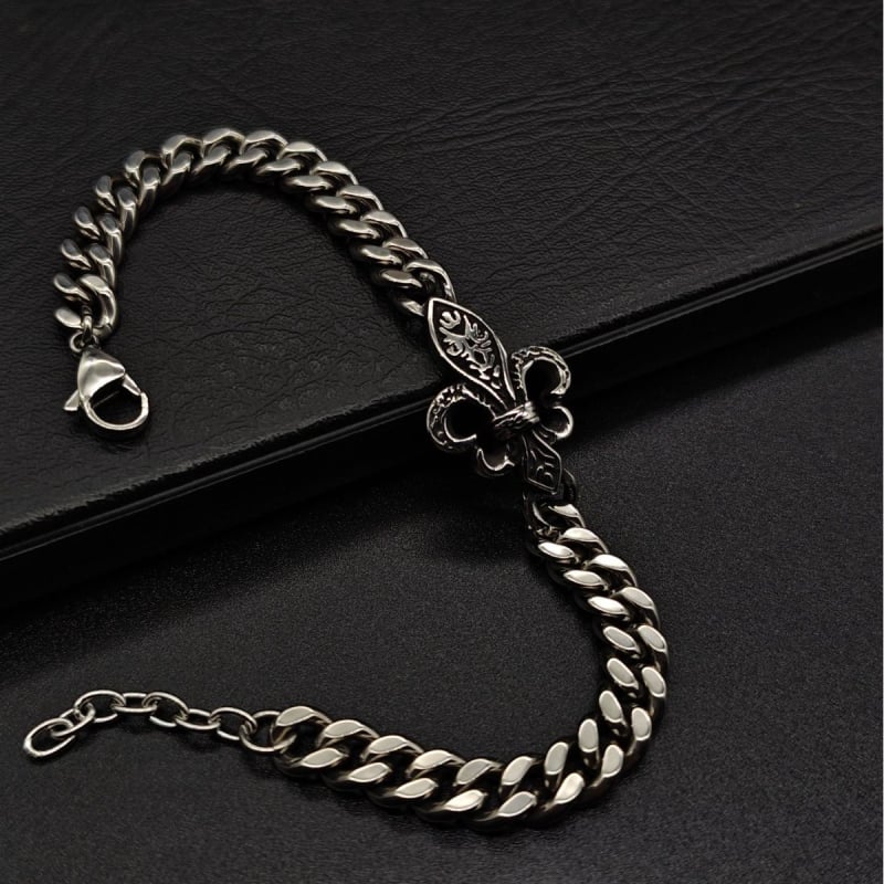 Nerđajući čelik Cuban lančani narukvica – hip-hop stil, unisex, retro cvjetni motiv