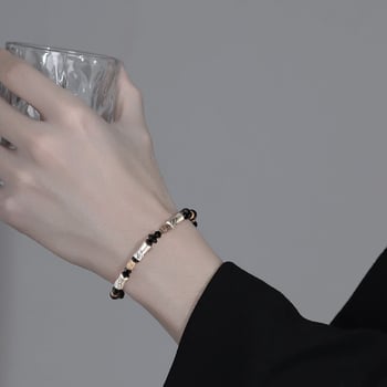 Muška narukvica s posrebrenim premazom, bambus segmenti, minimalistička i elegantna