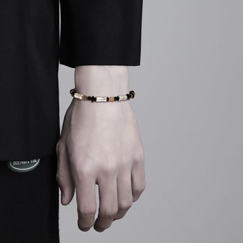 Muška narukvica s posrebrenim premazom, bambus segmenti, minimalistička i elegantna