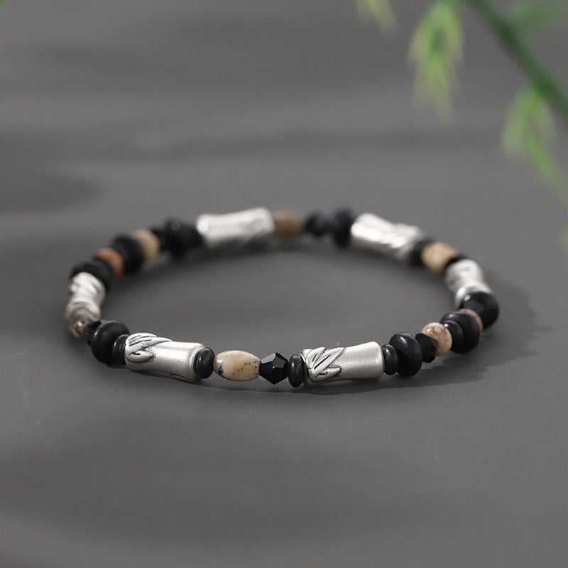 Muška narukvica s posrebrenim premazom, bambus segmenti, minimalistička i elegantna