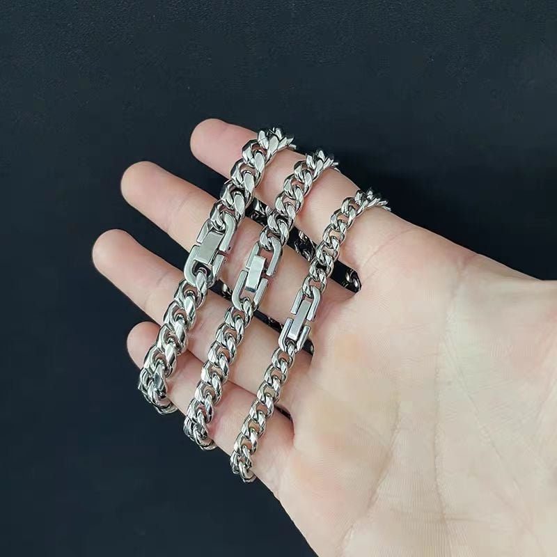Unisex kubanski lančani narukvica od titan čelika, hip-hop stil, minimalistički dizajn