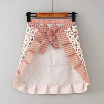 Κορεατικού στυλ ποδιά μισού μήκους από καμβά με φλοράλ σχέδιο, για κουζίνα και οικιακή χρήση, ανθεκτική στις κηλίδες και στη φθορά, ιδανική για το μαγείρεμα