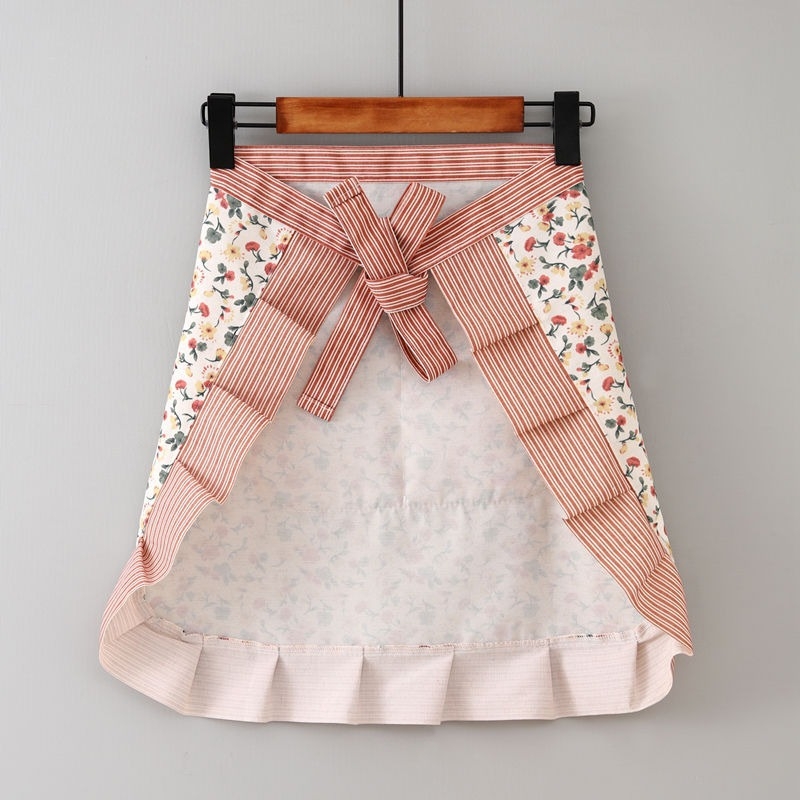 Κορεατικού στυλ ποδιά μισού μήκους από καμβά με φλοράλ σχέδιο, για κουζίνα και οικιακή χρήση, ανθεκτική στις κηλίδες και στη φθορά, ιδανική για το μαγείρεμα