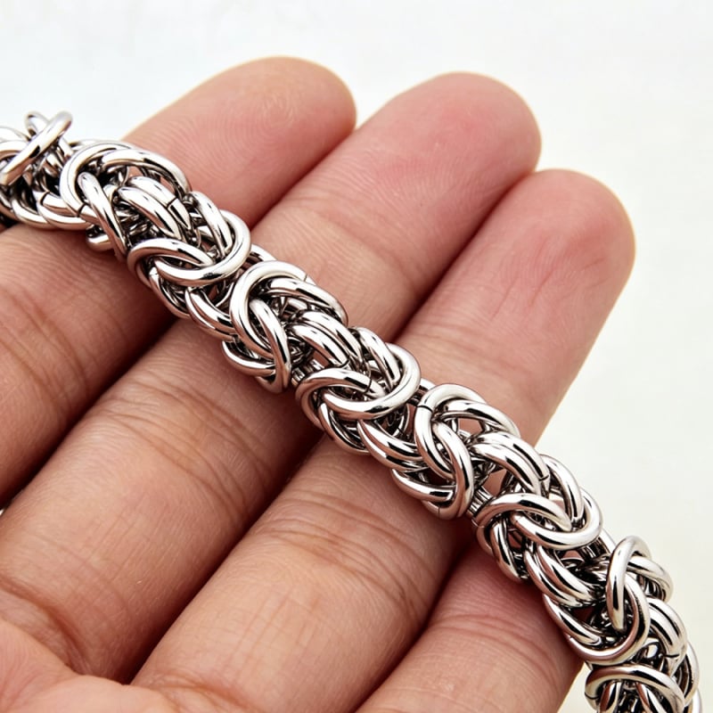 Vintage pleteni titan čelični muški narukvica – hip-hop inspiriran, personaliziran, jednostavan dizajn, lanac fenjera, ručna izrada.